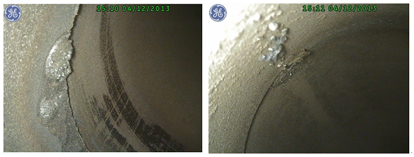 工業內窺鏡檢測出的焊渣缺陷 工業內窺鏡檢測出的焊渣缺陷